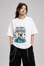 Not Your Little Mermaid Pug Shirt - Funny Mermaid Dog Graphic Tee - White