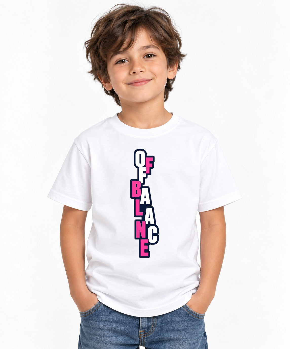 Off Balance Typography Graphic Tee - Bold Statement Design - White