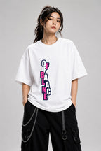 Off Balance Typography Graphic Tee - Bold Statement Design - White