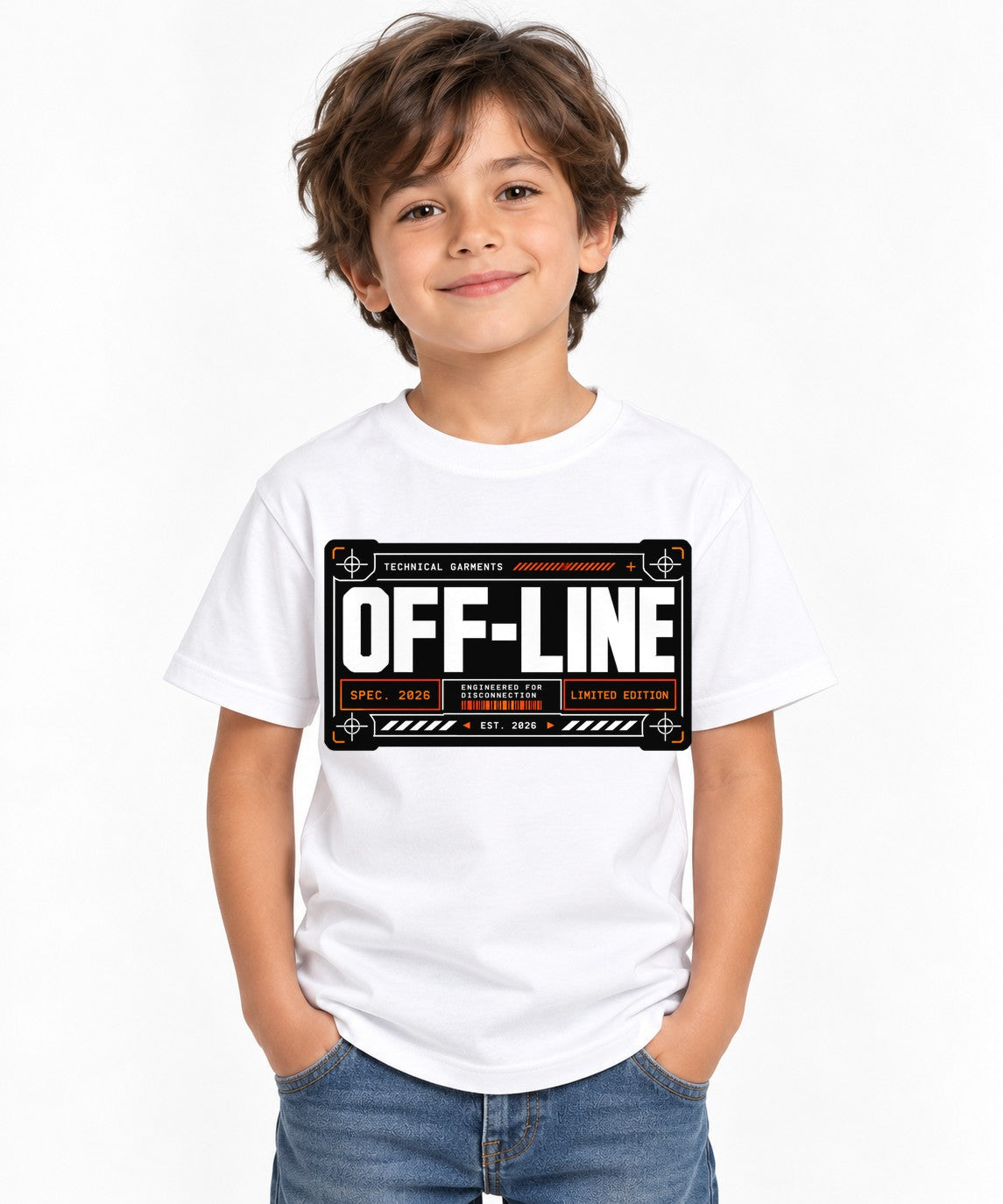 OFF-LINE Cyberpunk Techwear Futuristic Label Streetwear Typography Aesthetic - White
