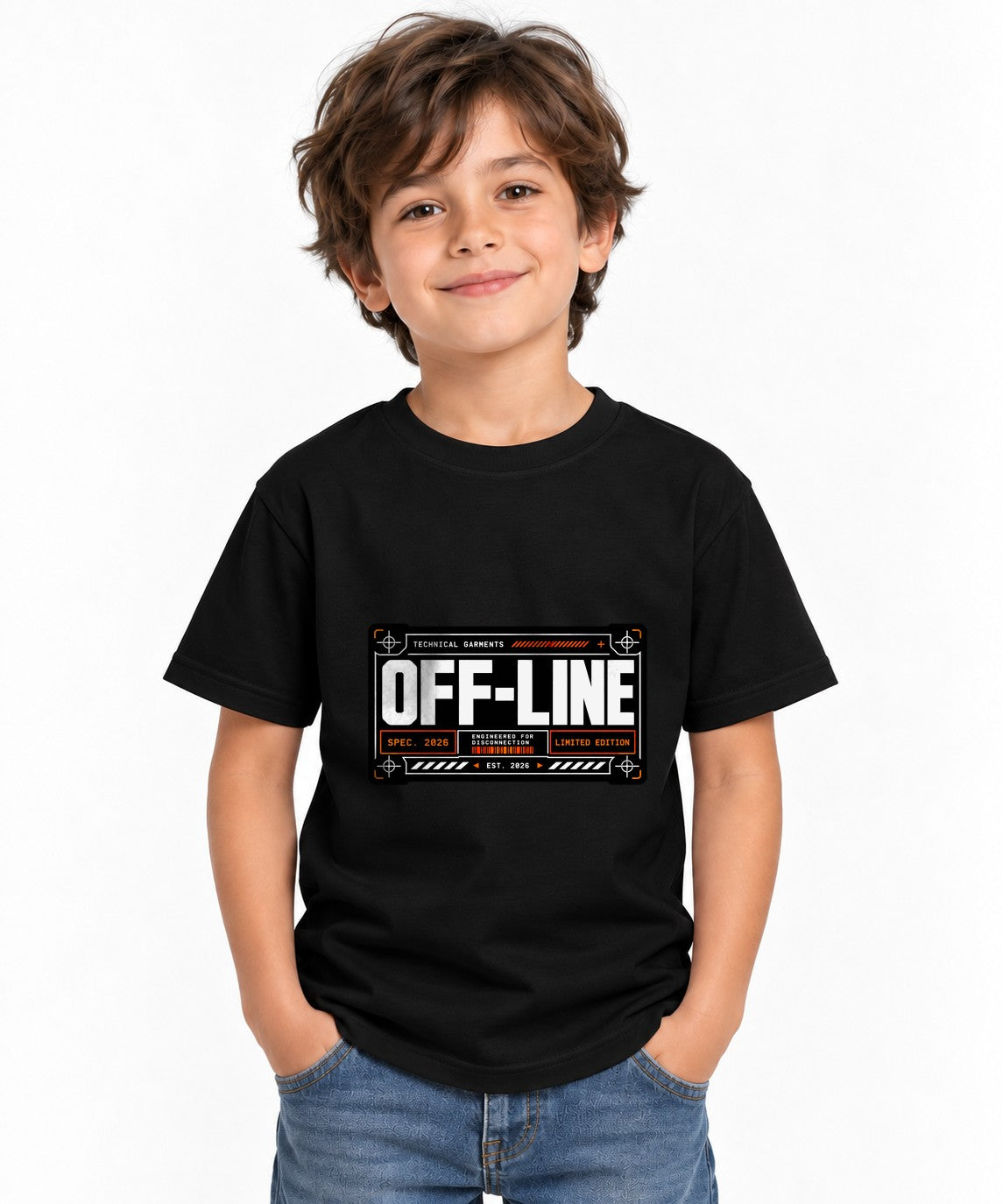 Off-Line Technical Garments Graphic Tee - Cyberpunk Streetwear - Black