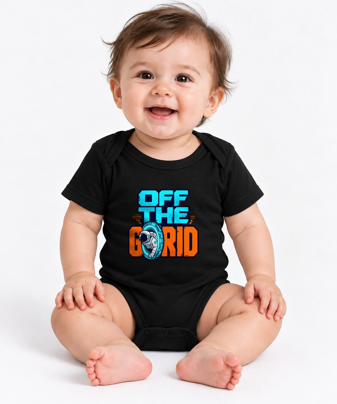Off The Grid Astronaut Tee - Retro Space Gamer Graphic Shirt - Black
