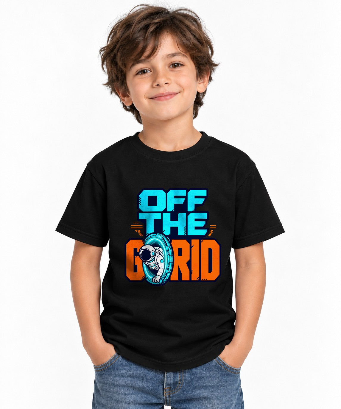 Off The Grid Astronaut Tee - Retro Space Gamer Graphic Shirt - Black