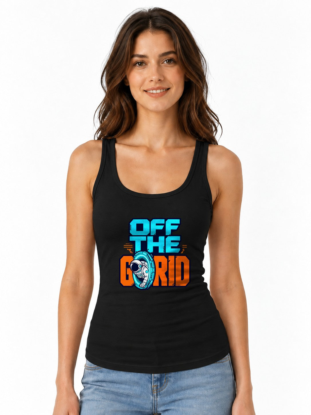 Off The Grid Astronaut Tee - Retro Space Gamer Graphic Shirt - Black