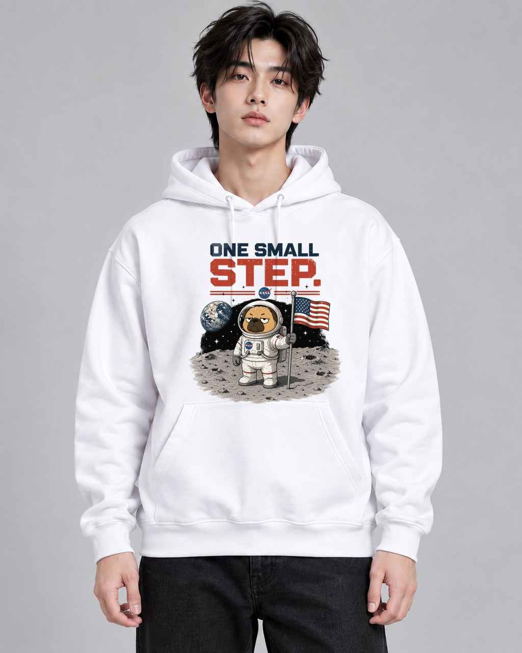 One Small Step Grumpy Pug Astronaut - White