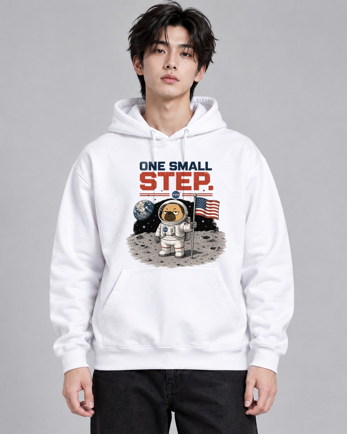 One Small Step Grumpy Pug Astronaut - White