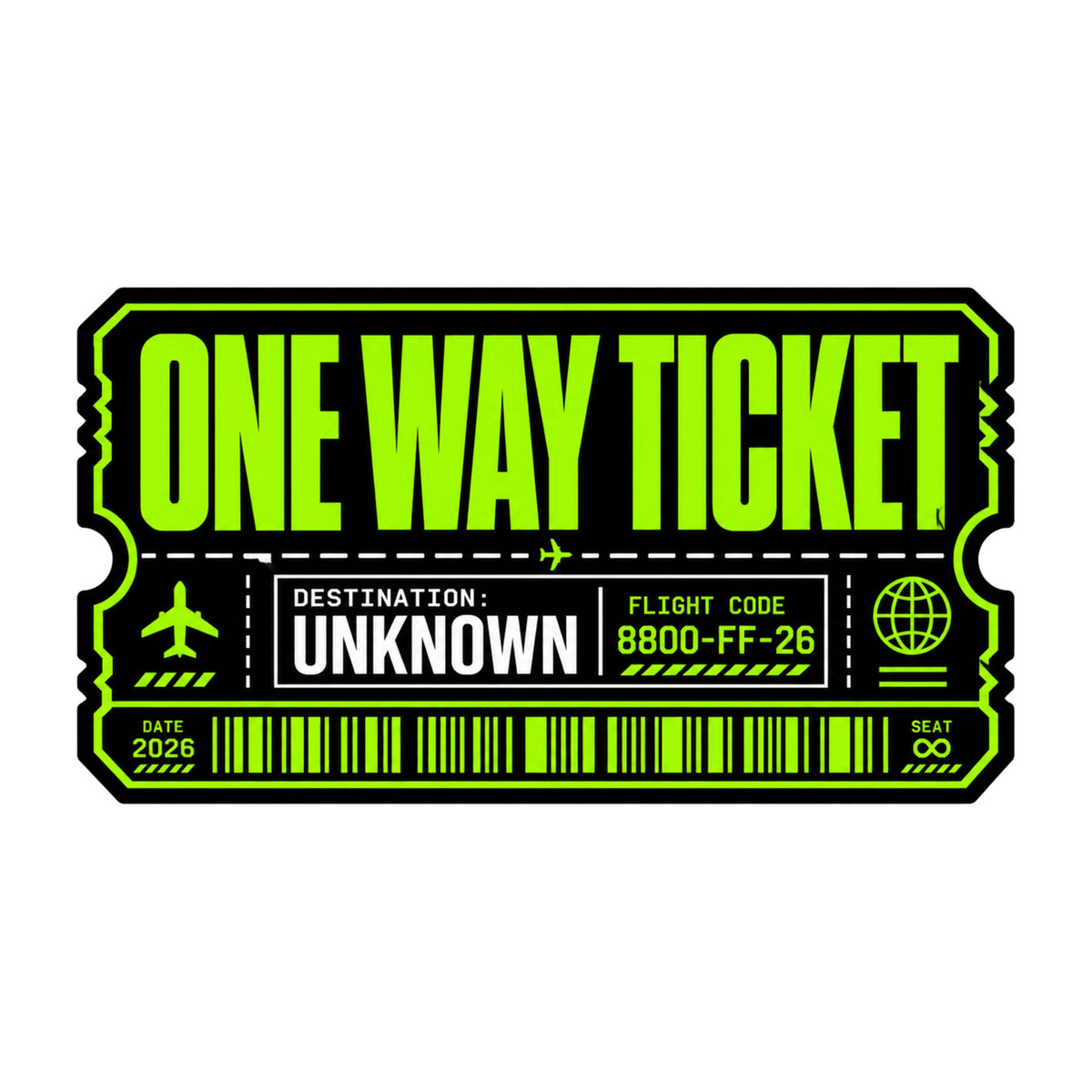 One Way Ticket Graphic Tee - Mystery Destination Airplane Design
