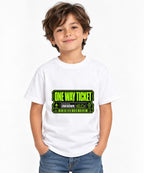 One Way Ticket Graphic Tee - Mystery Destination Airplane Design - White