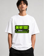 One Way Ticket Graphic Tee - Mystery Destination Airplane Design - White