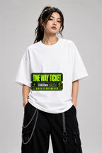 One Way Ticket Graphic Tee - Mystery Destination Airplane Design - White