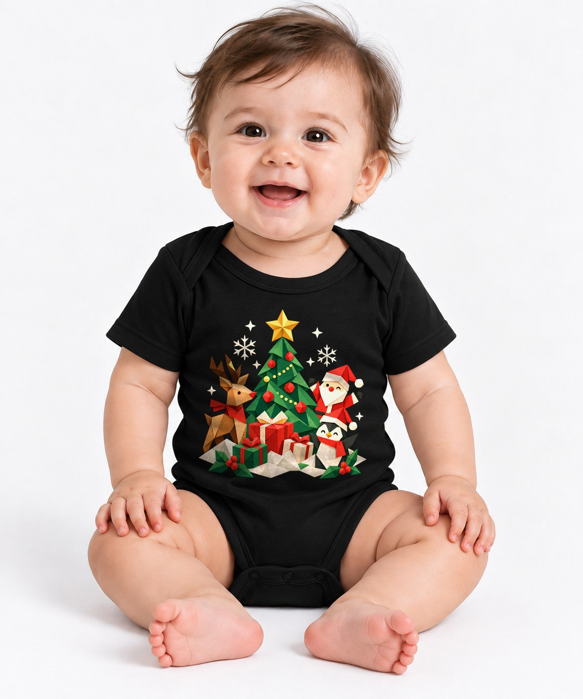 Origami Christmas Scene - Black