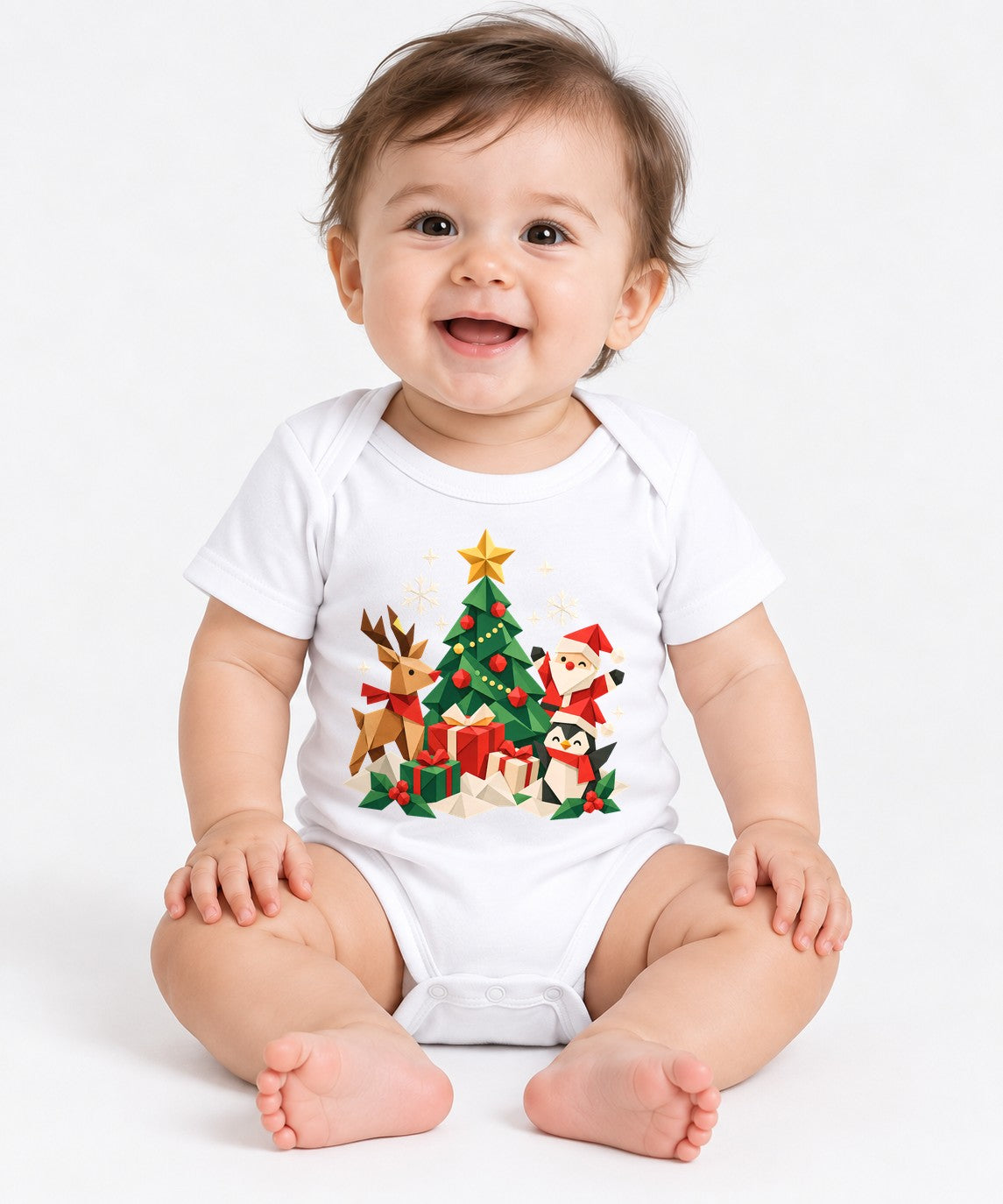 Origami Christmas Scene - White
