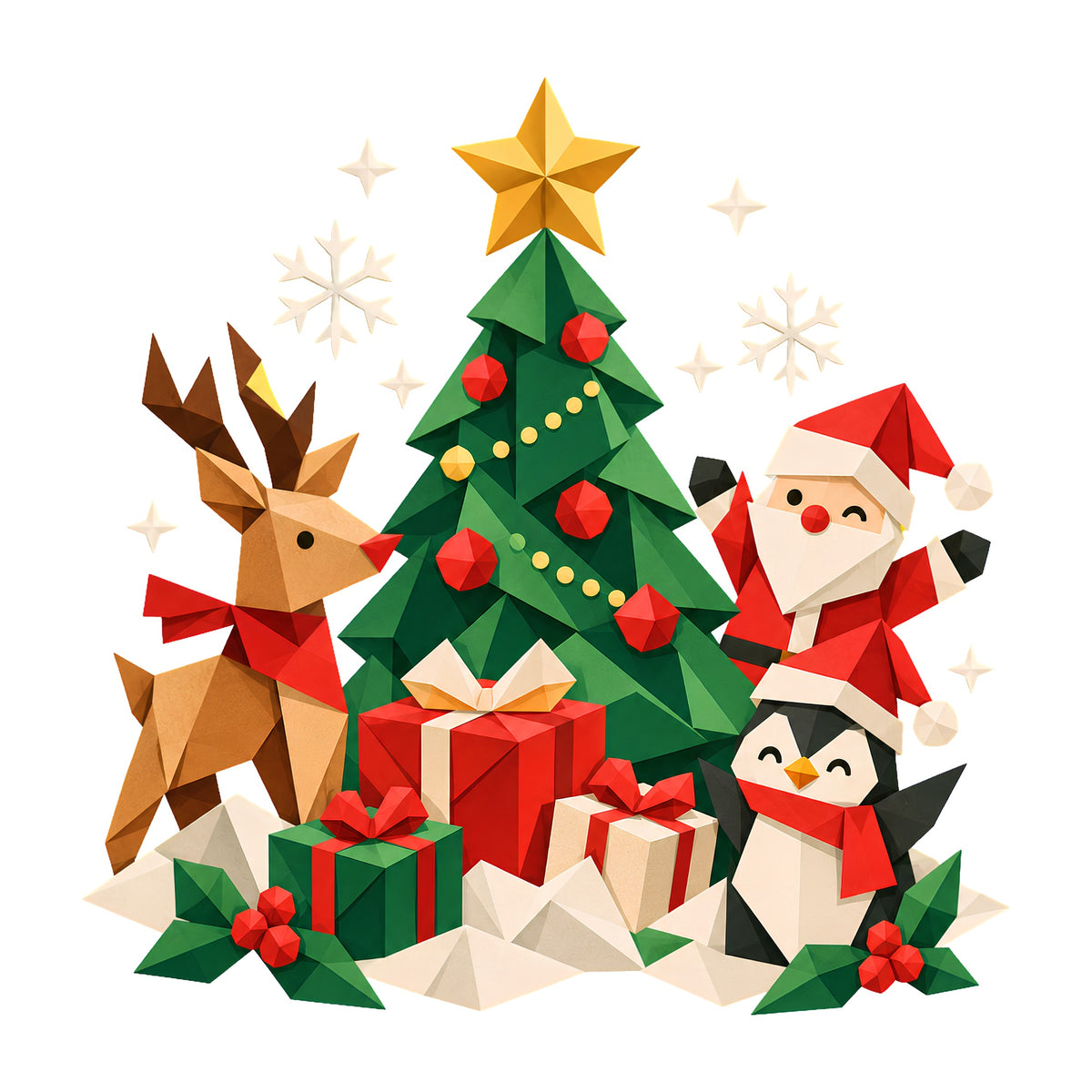 Origami Christmas Scene