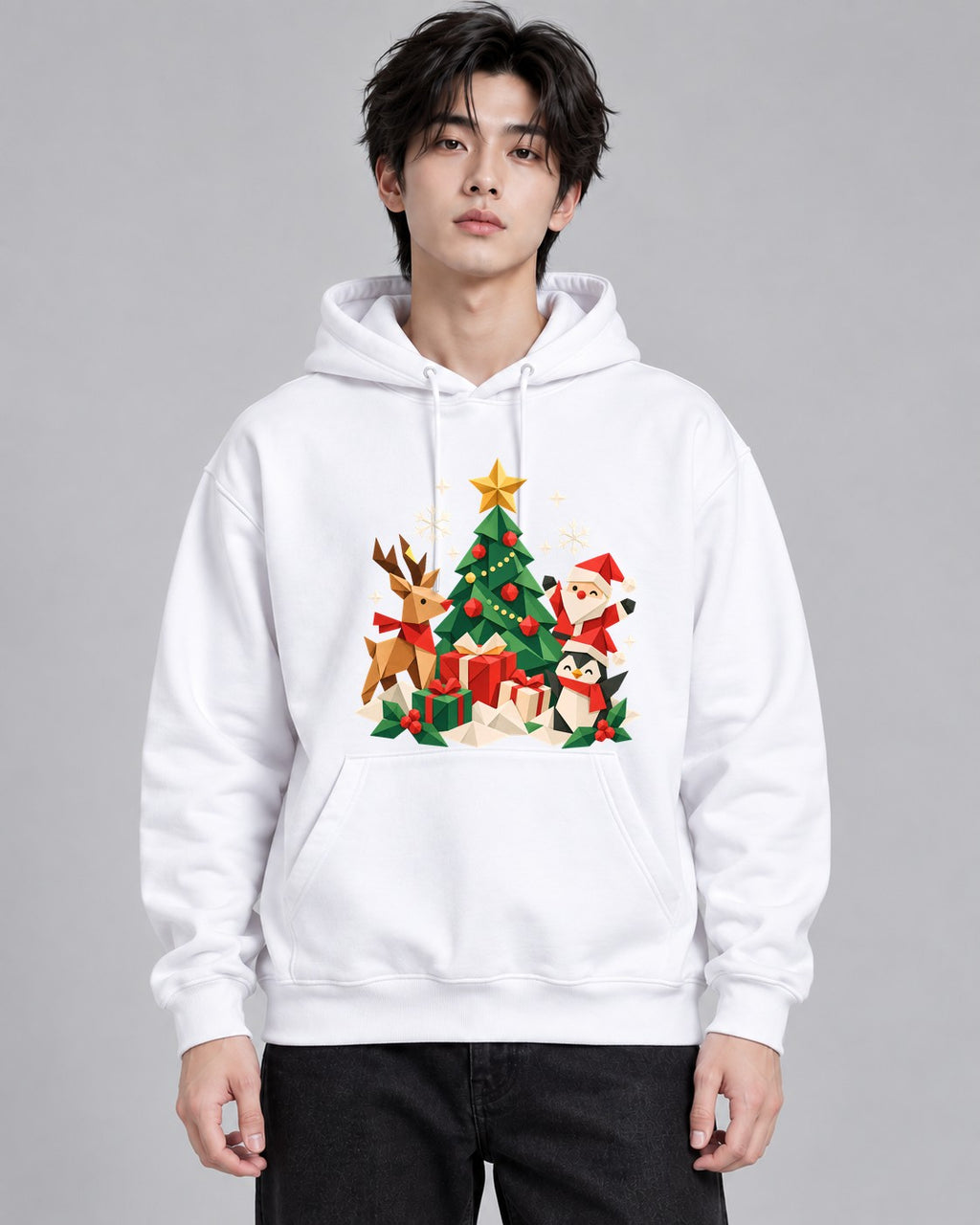 Origami Christmas Scene - White
