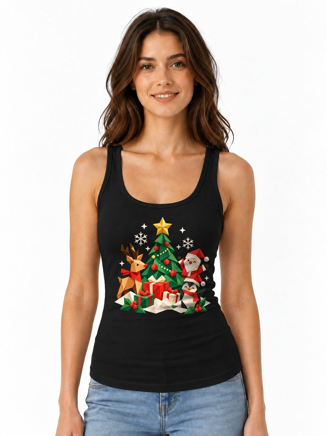 Origami Christmas Scene - Black