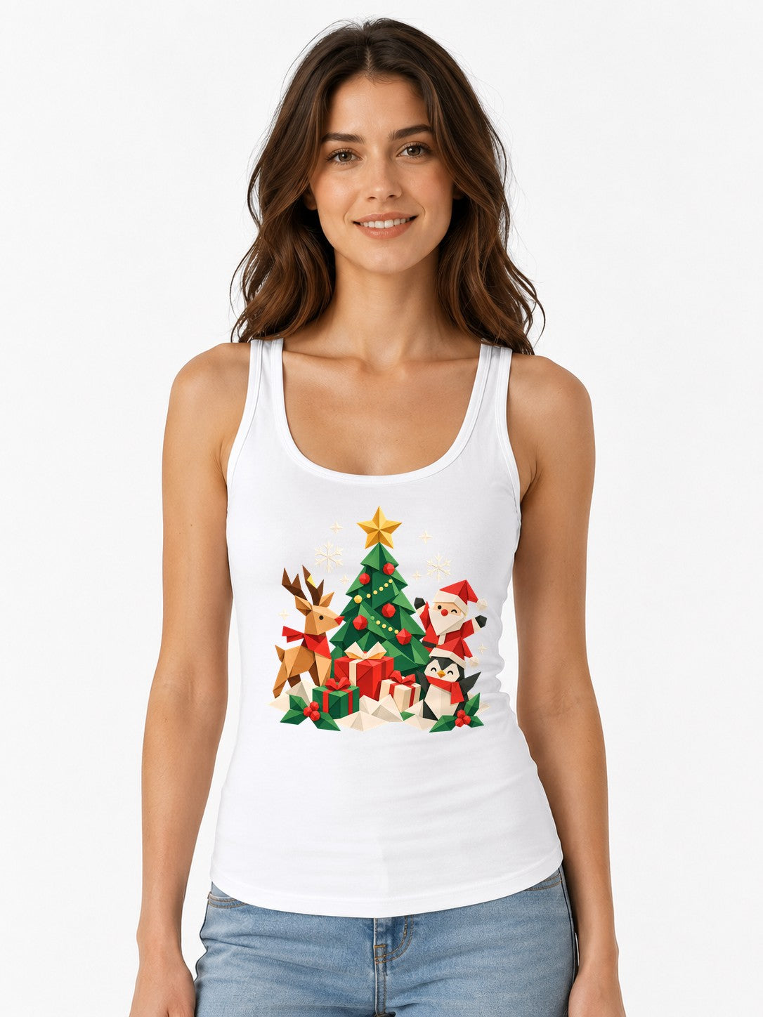 Origami Christmas Scene - White