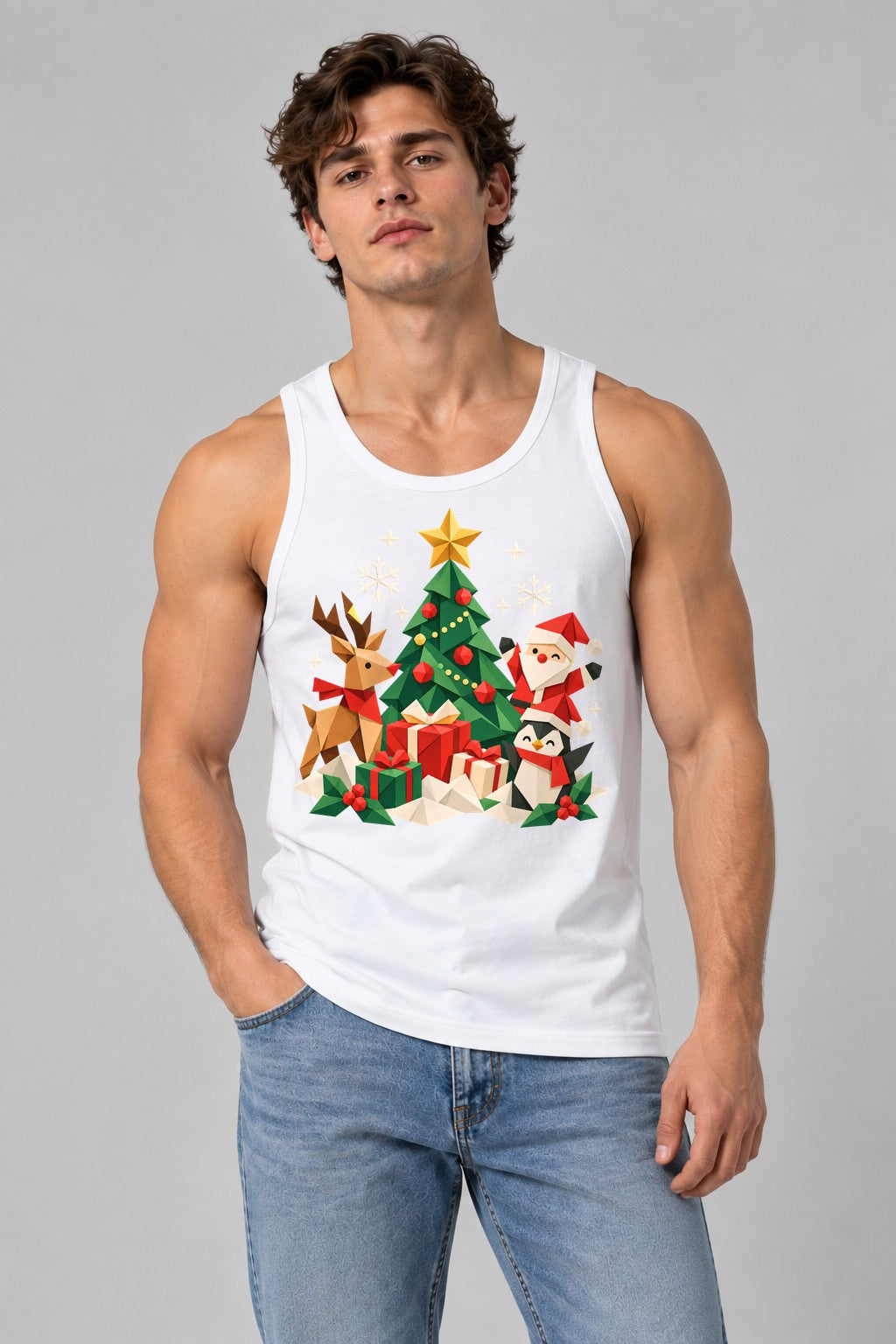 Origami Christmas Scene - White