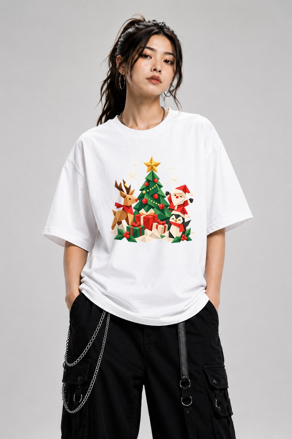 Origami Christmas Scene - White