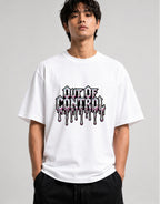 Out of Control Drip Gothic Horror Graphic Tee - White