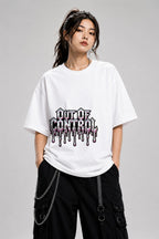 Out of Control Drip Gothic Horror Graphic Tee - White