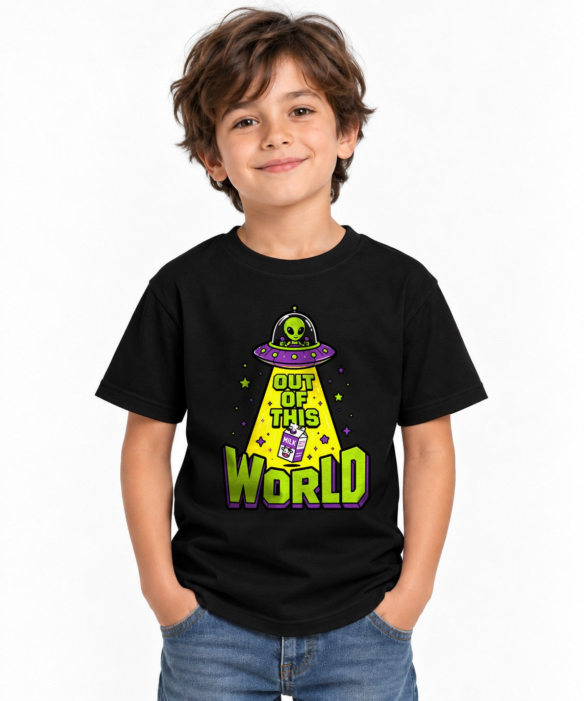 Out Of This World UFO Alien Abduction Shirt - Funny Space Design - Black