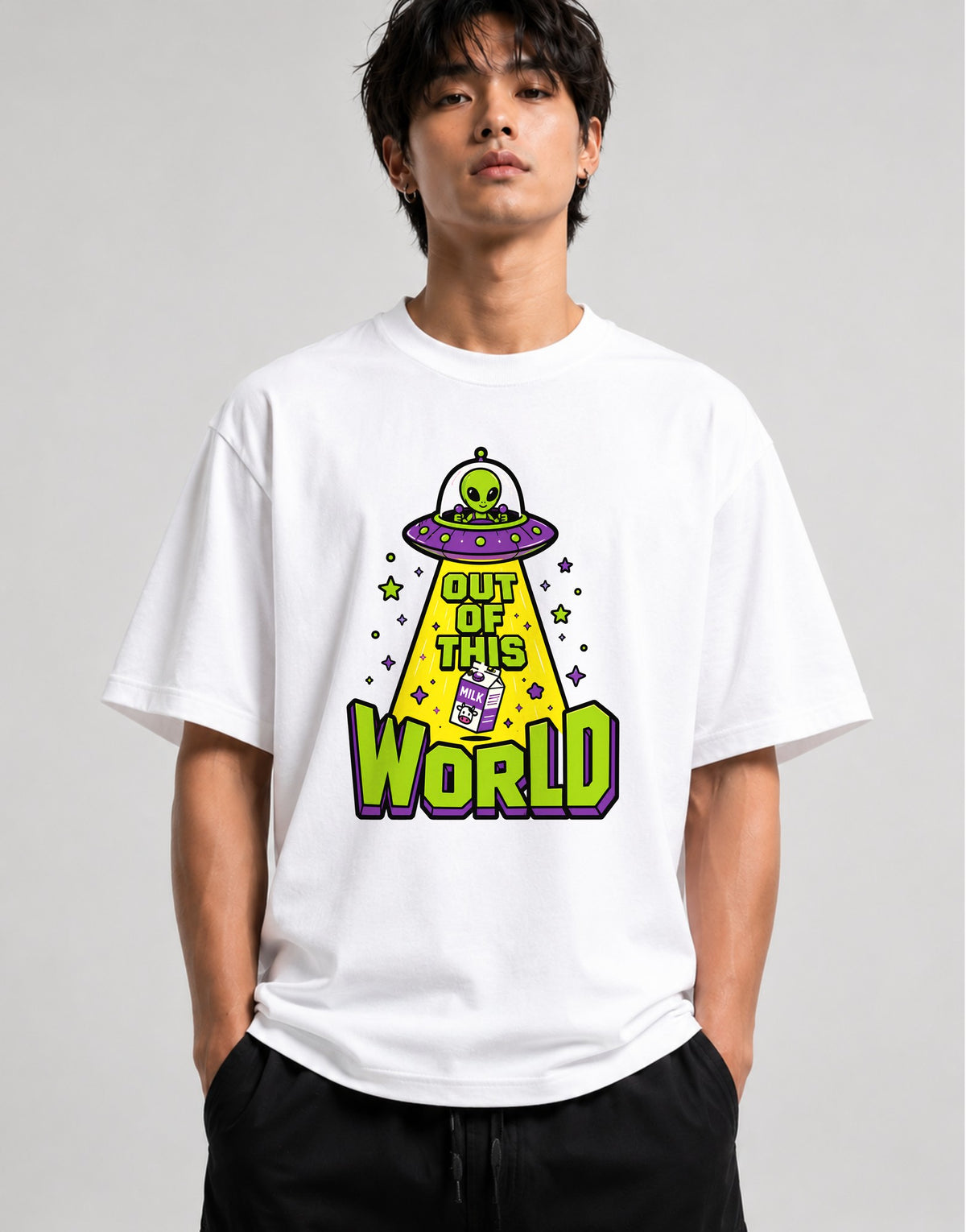 Out Of This World UFO Alien Abduction Shirt - Funny Space Design - White