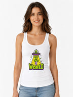 Out Of This World UFO Alien Abduction Shirt - Funny Space Design - White