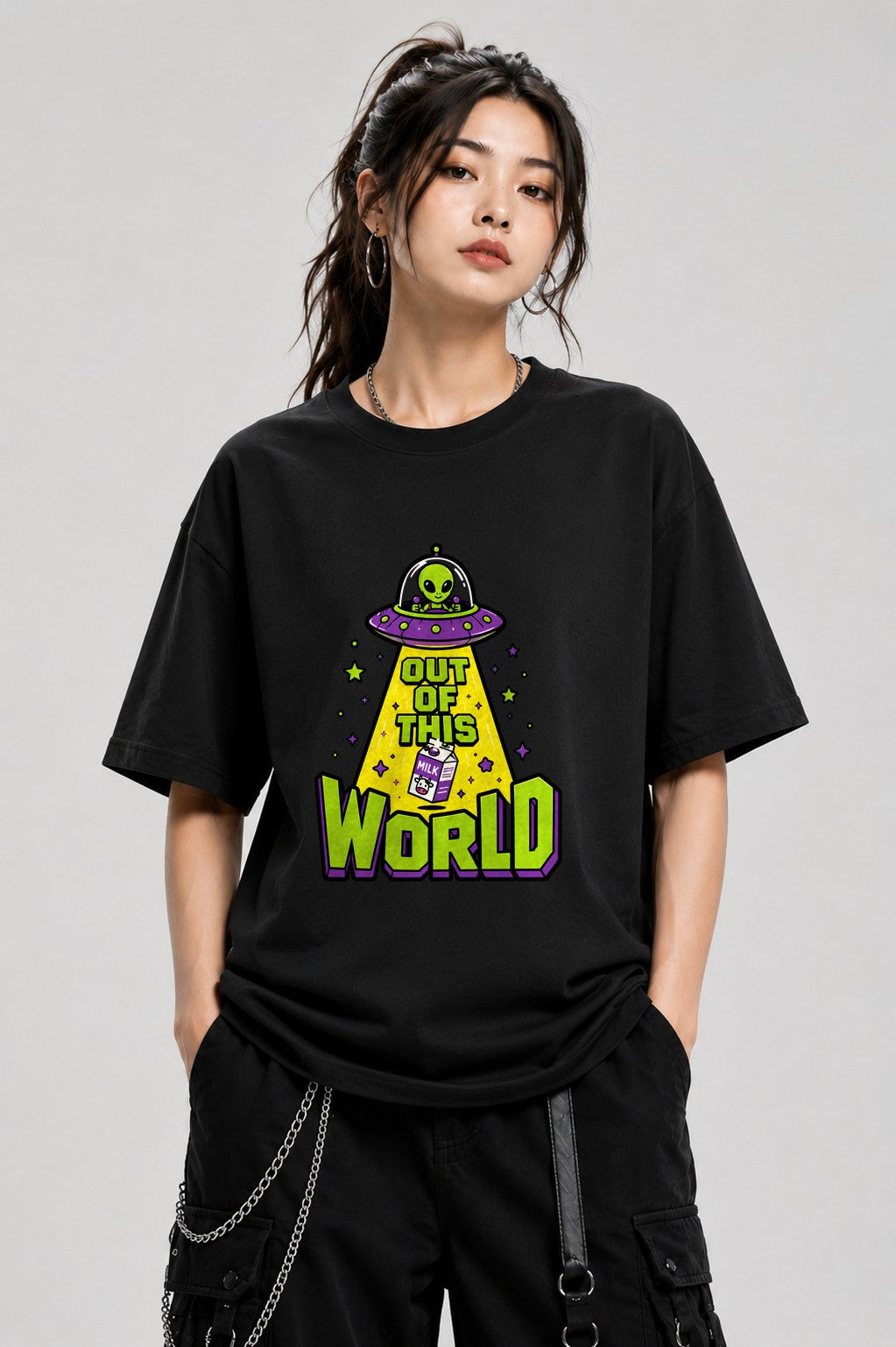 Out Of This World UFO Alien Abduction Shirt - Funny Space Design - Black