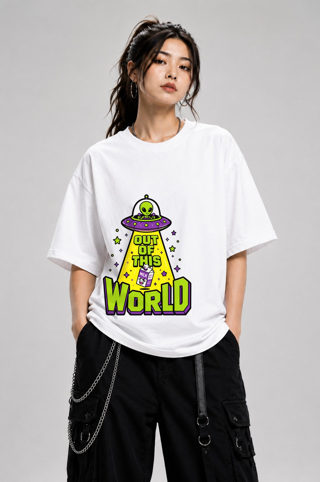 Out Of This World UFO Alien Abduction Shirt - Funny Space Design - White