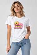 Out Of Wishes - Cute Yawning Shooting Star Tired Graphic T-Shirt - White