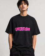 Overflow Bubble Letter Graphic Tee - Bold Pink Street Style - Black