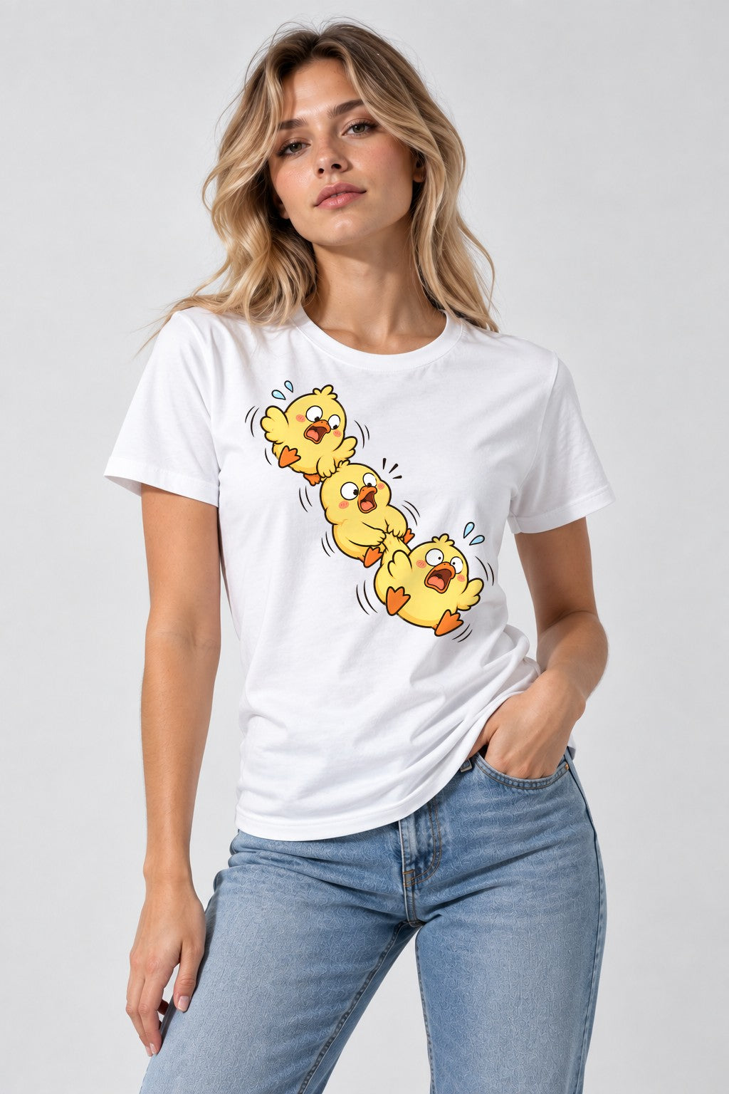 Panicked Chicks Stack - White