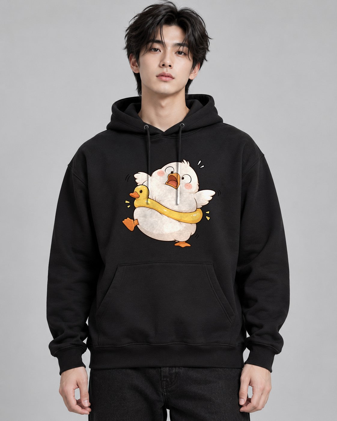Panicked Duck Hug - Black