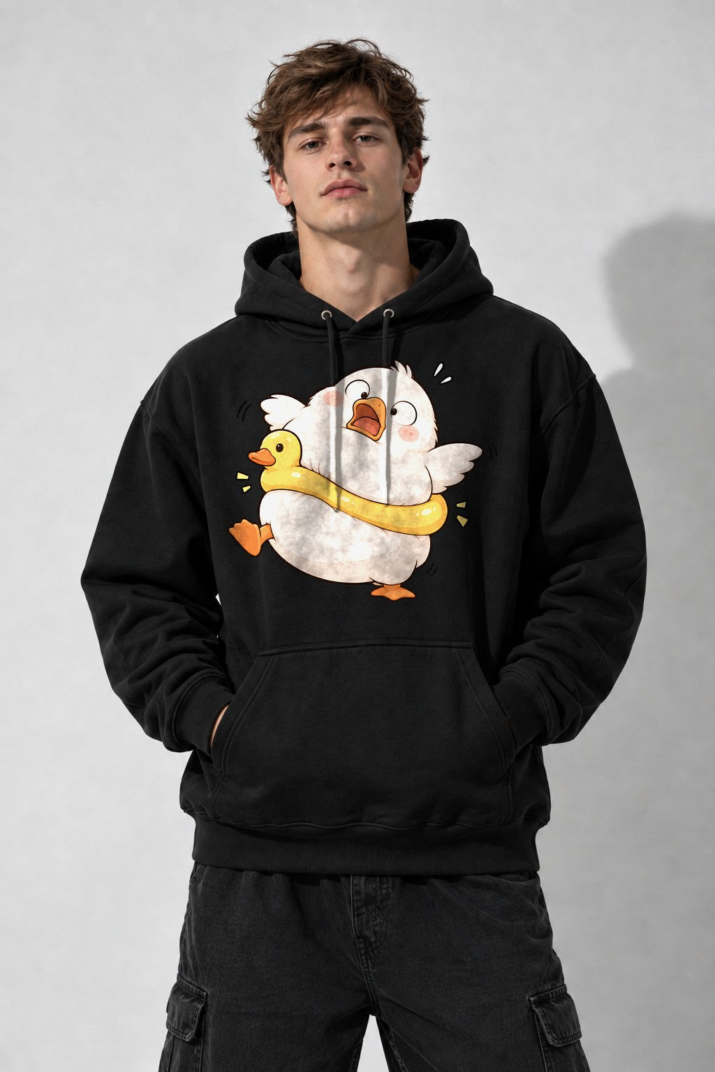 Panicked Duck Hug - Black