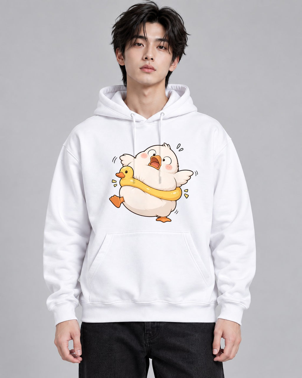 Panicked Duck Hug - White
