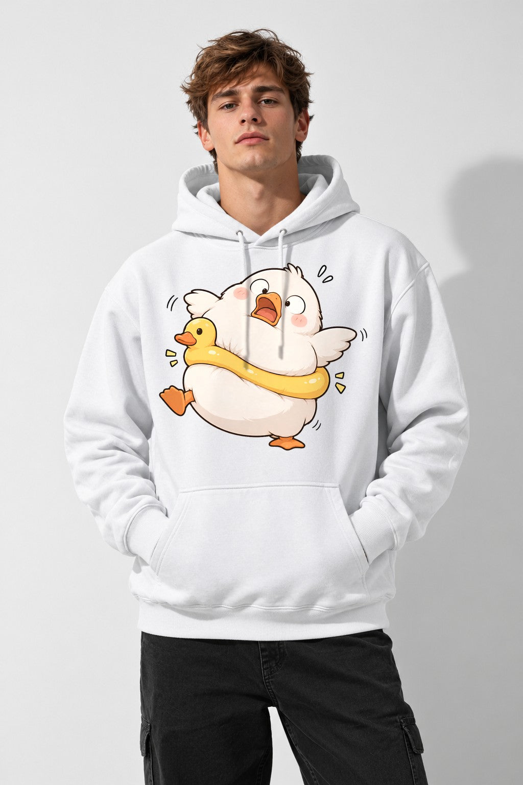Panicked Duck Hug - White