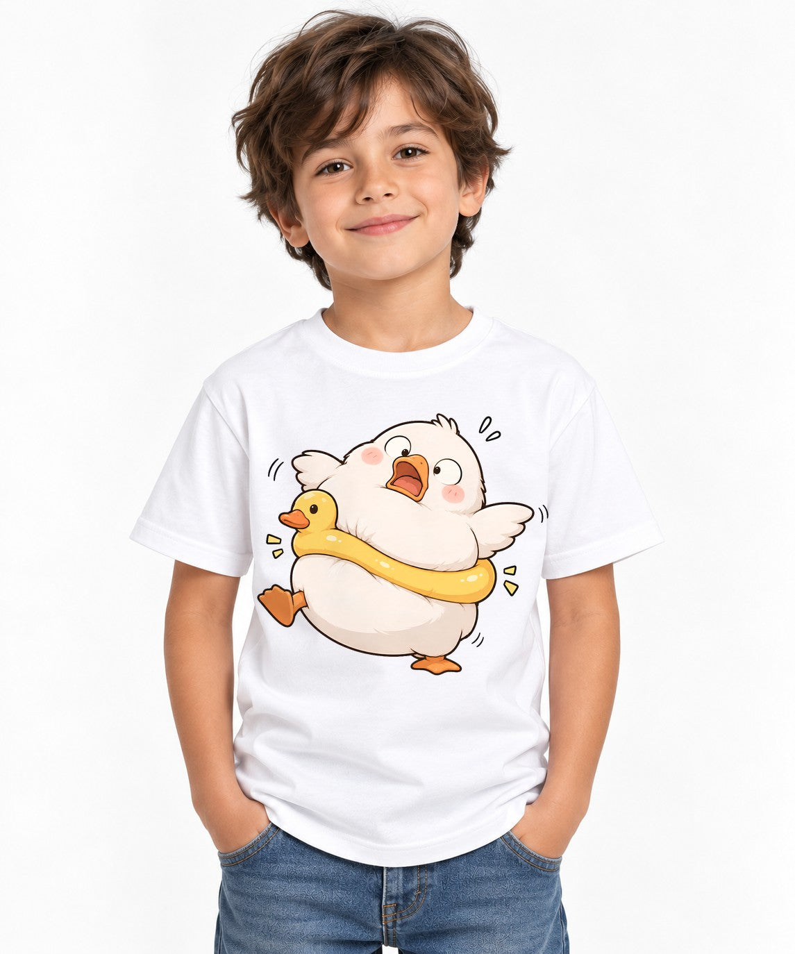 Panicked Duck Hug - White