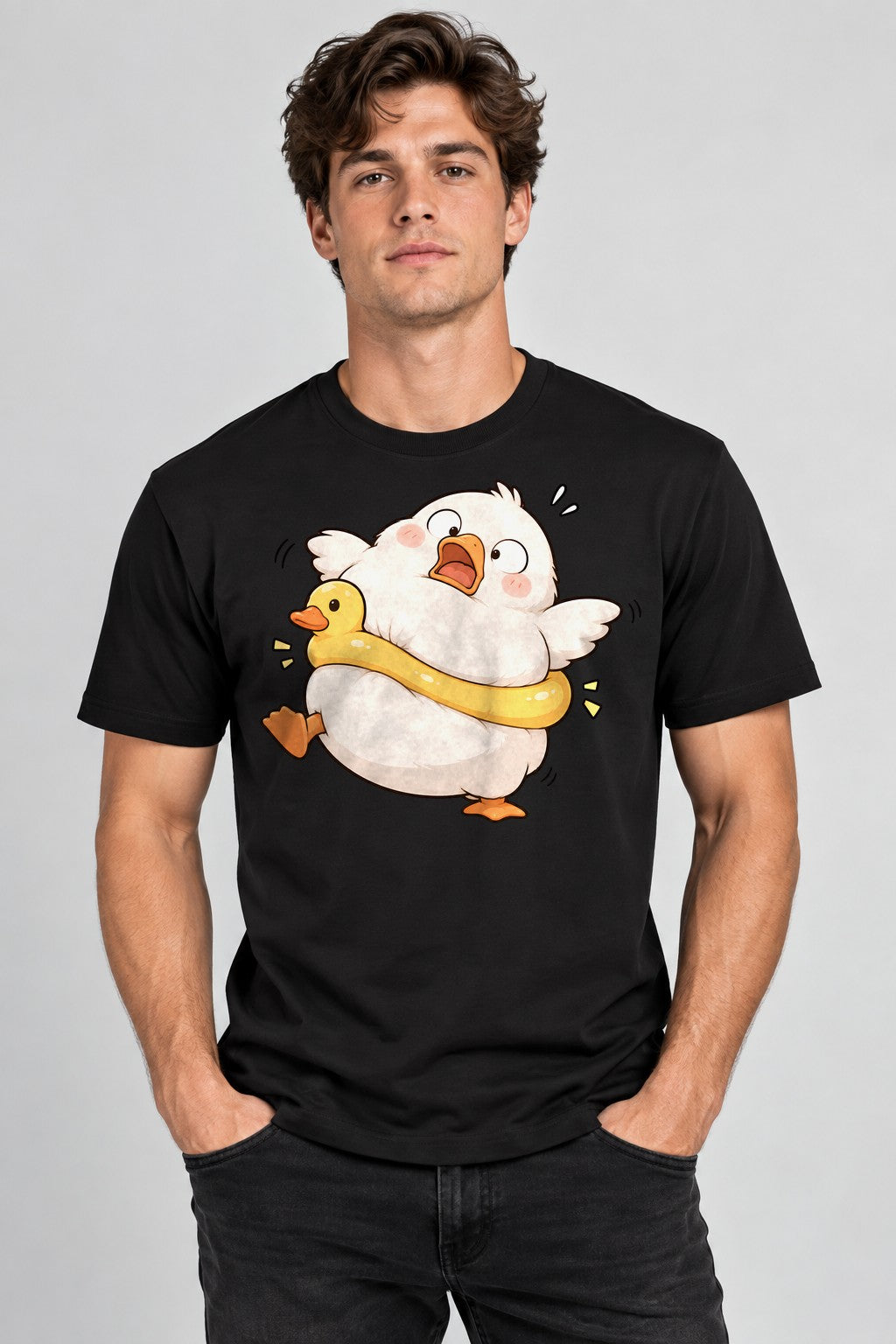 Panicked Duck Hug - Black