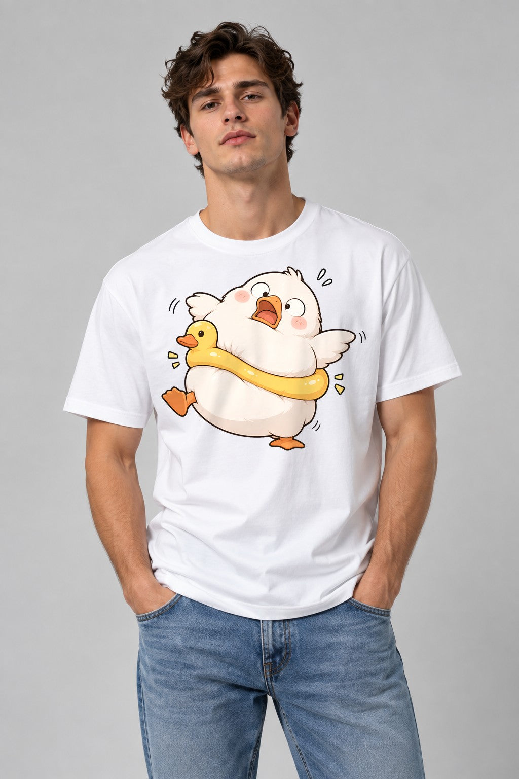 Panicked Duck Hug - White