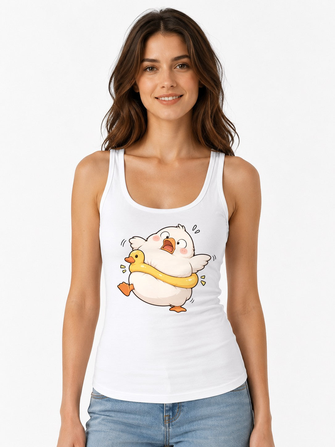 Panicked Duck Hug - White
