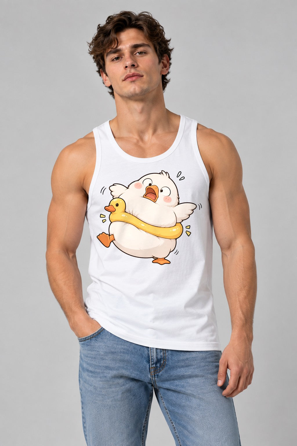 Panicked Duck Hug - White