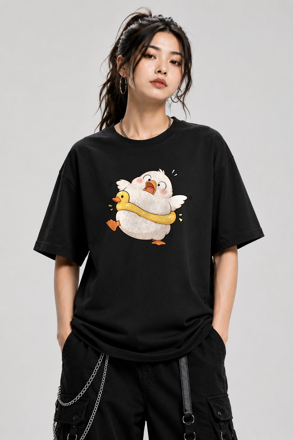 Panicked Duck Hug - Black