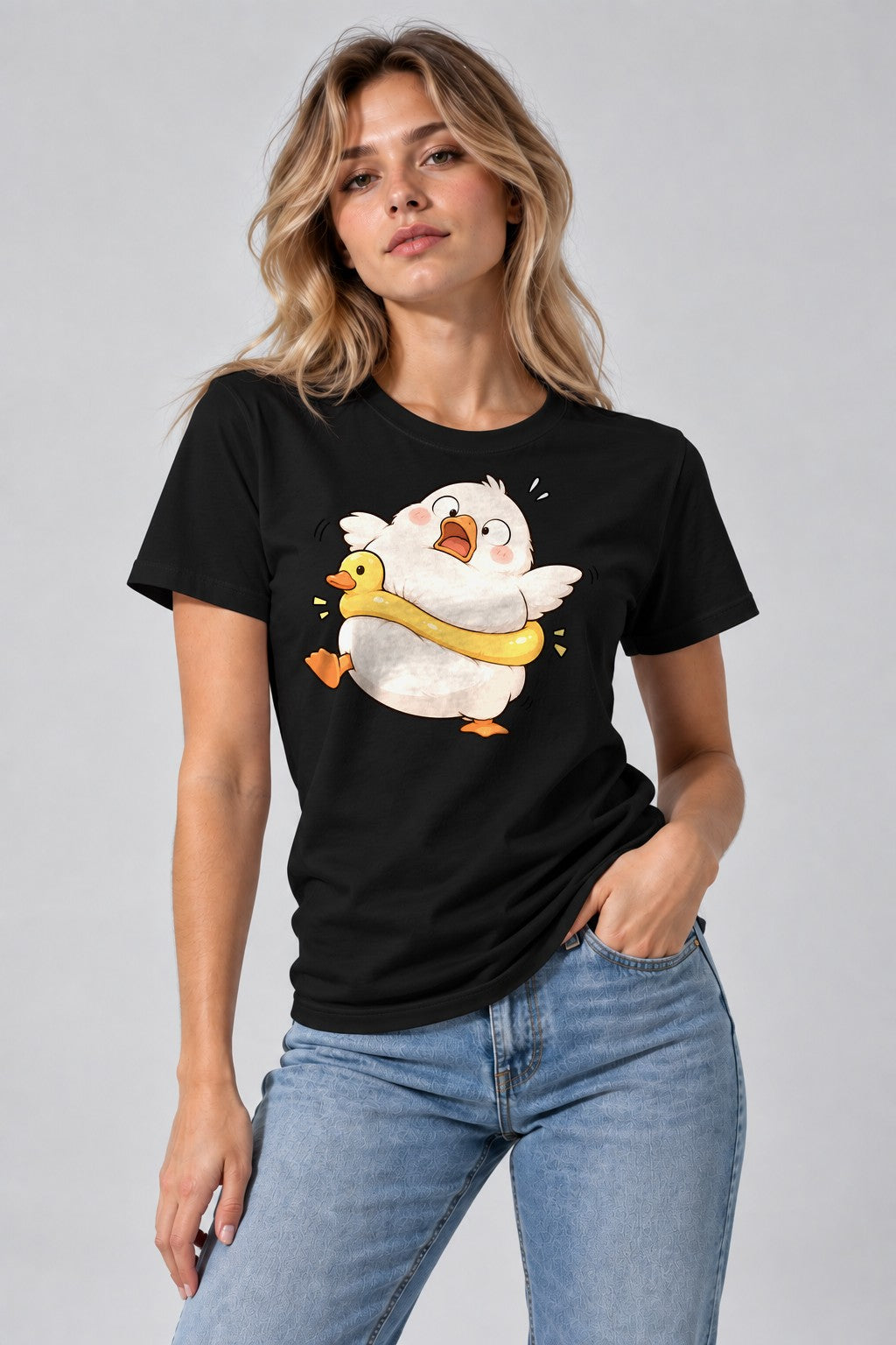 Panicked Duck Hug - Black