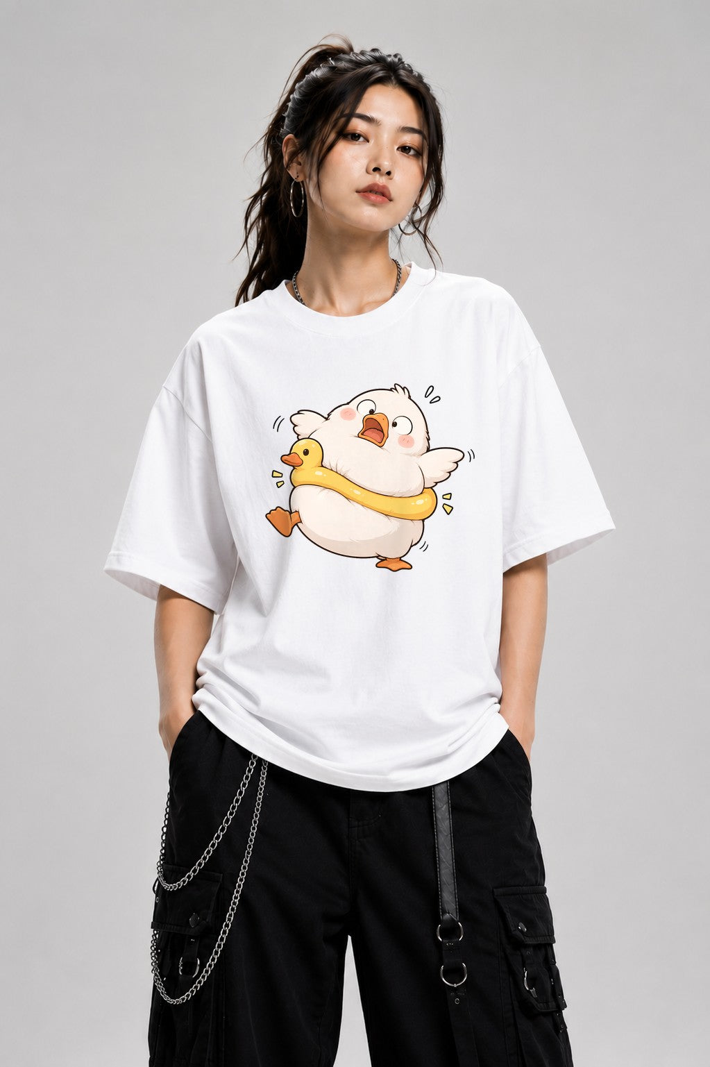 Panicked Duck Hug - White