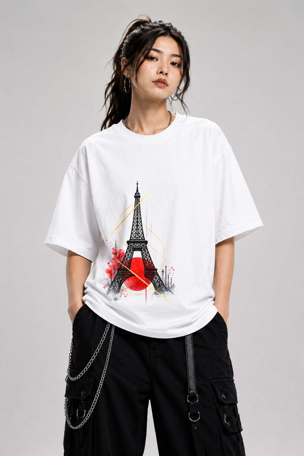 Paris Watercolor Tower - White