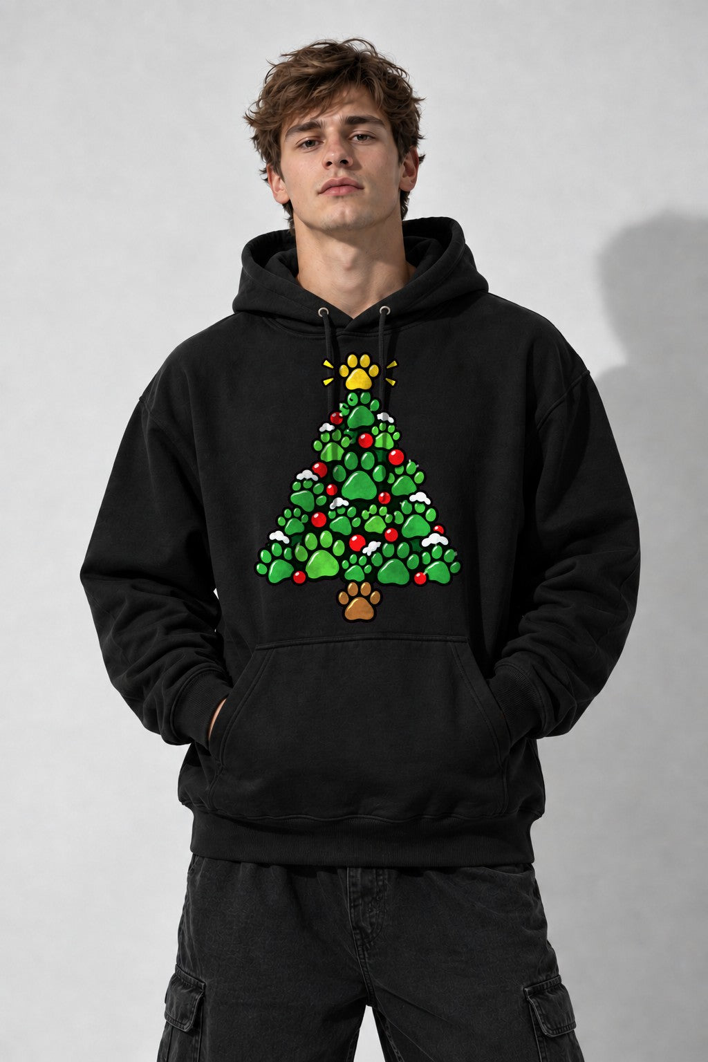 Paw Print Christmas Tree - Black