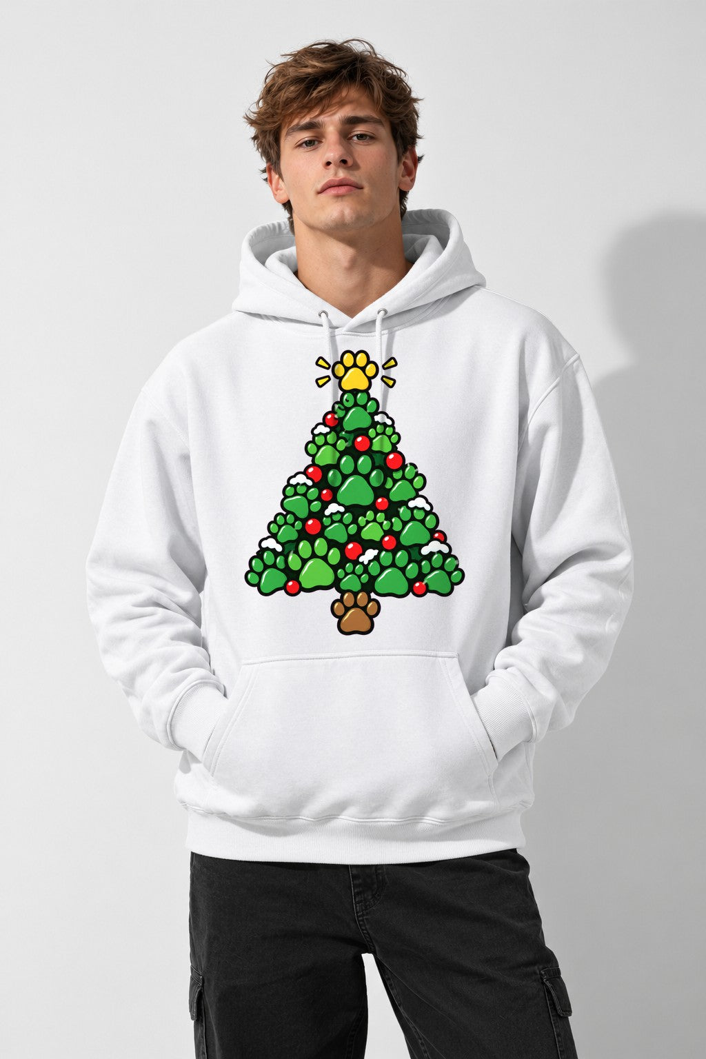 Paw Print Christmas Tree - White