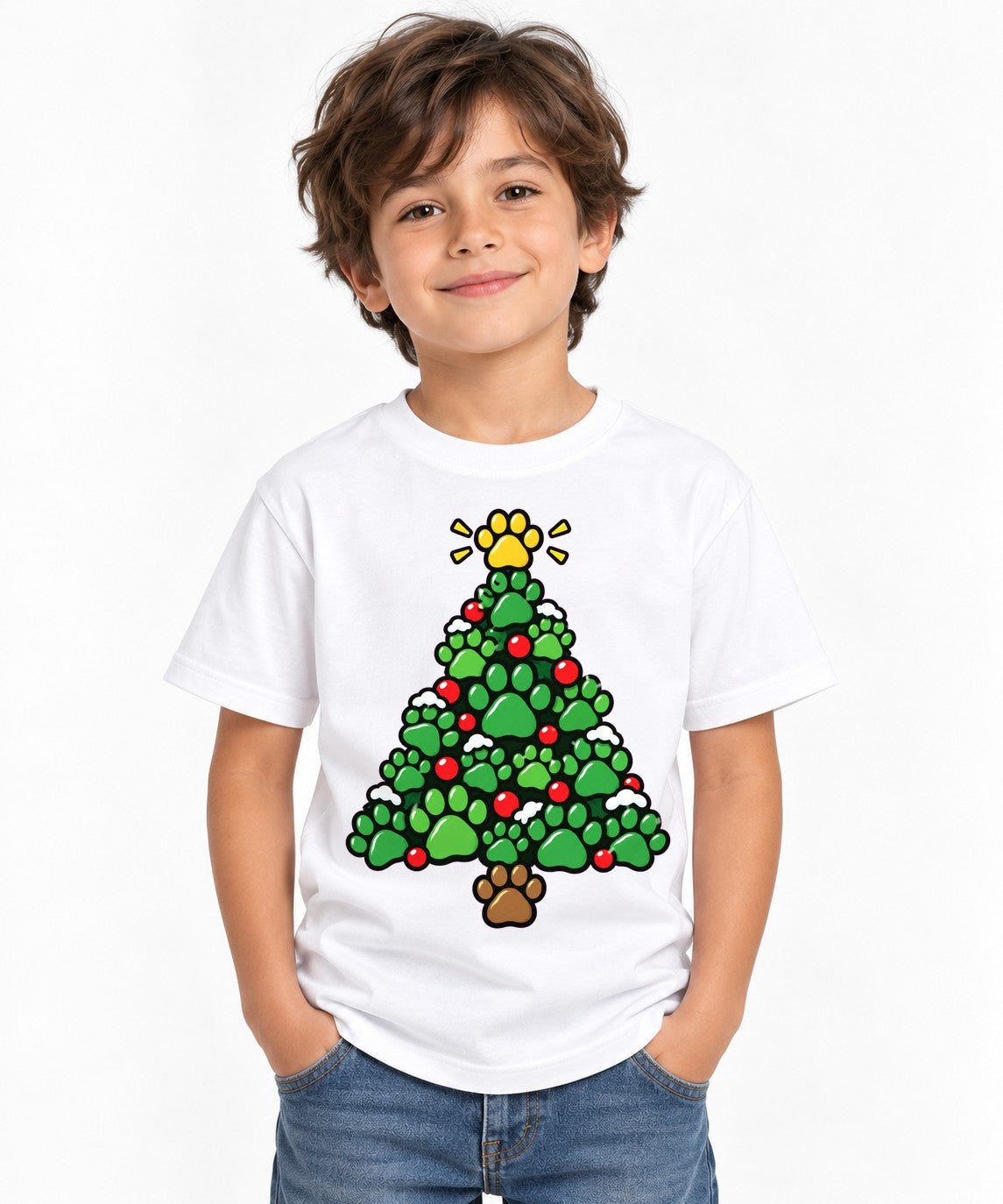 Paw Print Christmas Tree - White