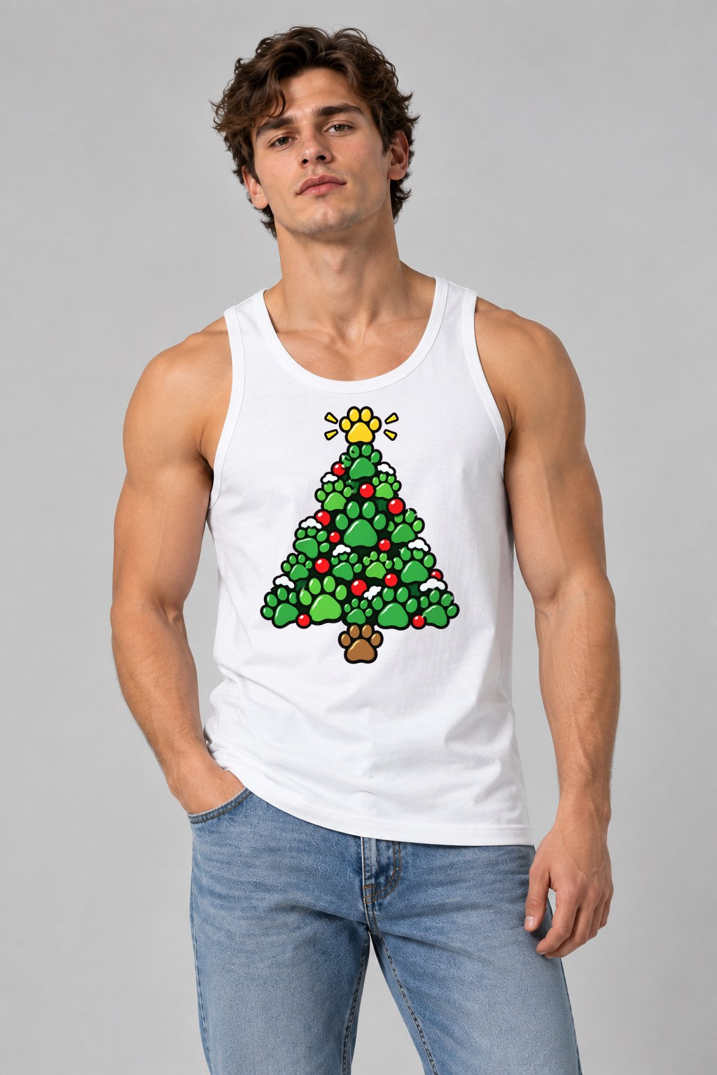 Paw Print Christmas Tree - White