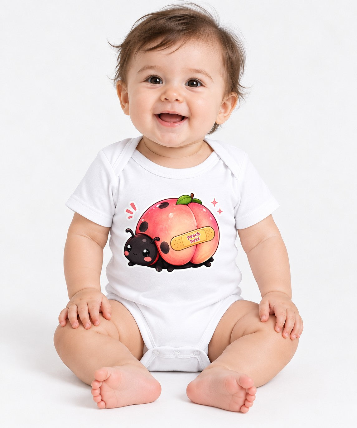 Peach Butt Ladybug - White